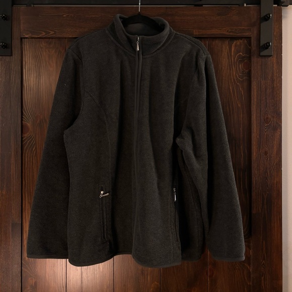 Karen Scott Charcoal Grey Zip-Up Zeroproof Fleece Sweater Jacket NWT - Picture 3 of 5